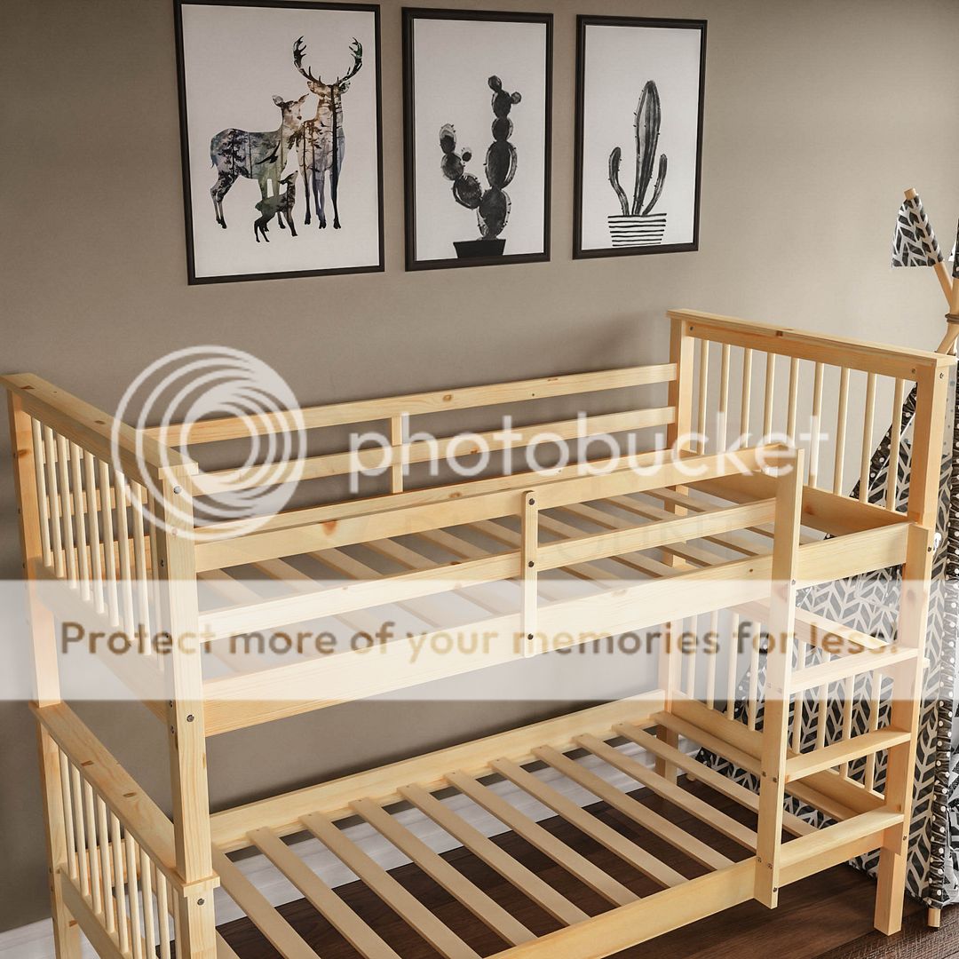 Bunk Bed High Sleeper Solid Pine Wood Frame Slats Childrens Kids Single